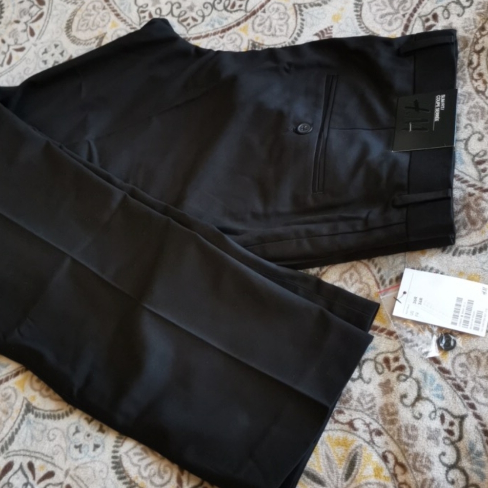 NWT H&M 36R Black Slim Fit Suit Pants